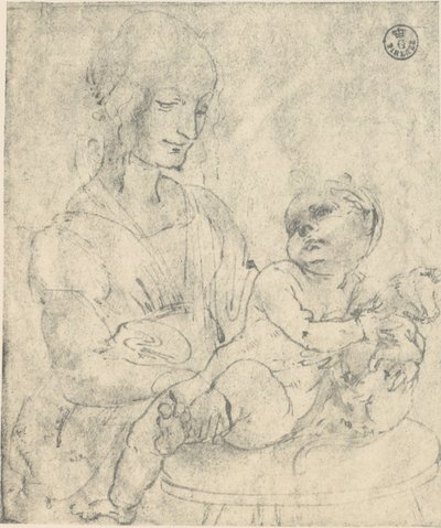 The Virgin and Child Caressing a Kitten, drawing by Leonardo da Vinci, preserved at the Uffizi Gallery by Leonardo da Vinci